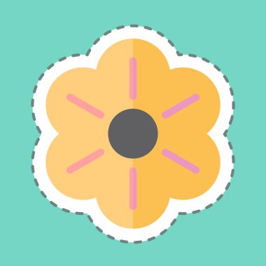 Çıkartma çizgisi Flower 'ı kesti. Bahçe sembolü için uygun. Basit dizayn edilebilir. tasarım şablonu. Basit gösterim