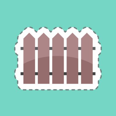 Çıkartma çizgisi Çit 'i kesti. Bahçe sembolü için uygun. Basit dizayn edilebilir. tasarım şablonu. Basit gösterim