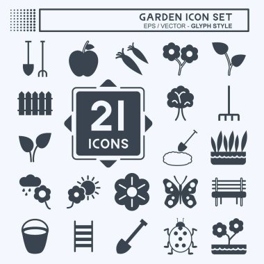 Icon Set Garden 'da. Bahçe sembolü için uygun. Kabartma tarzı. Basit dizayn edilebilir. tasarım şablonu. Basit gösterim