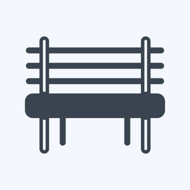 İkon bahçesi bankı. Bahçe sembolü için uygun. Kabartma tarzı. Basit dizayn edilebilir. tasarım şablonu. Basit gösterim