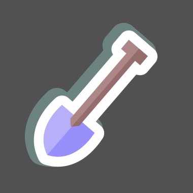 Çıkartmalı El Küreği. Bahçe sembolü için uygun. Basit dizayn edilebilir. tasarım şablonu. Basit gösterim