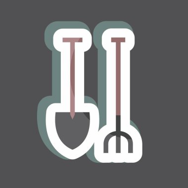 Çıkartma Bahçe Aletleri. Bahçe sembolü için uygun. Basit dizayn edilebilir. tasarım şablonu. Basit gösterim