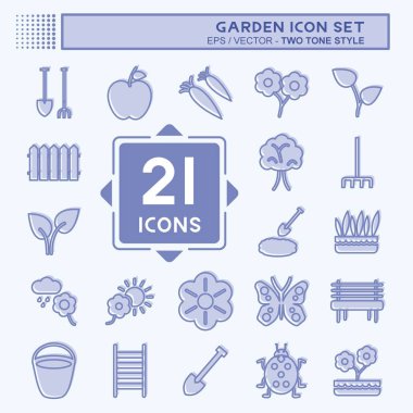 Icon Set Garden 'da. Bahçe sembolü için uygun. İki ton stili. Basit dizayn edilebilir. tasarım şablonu. Basit gösterim