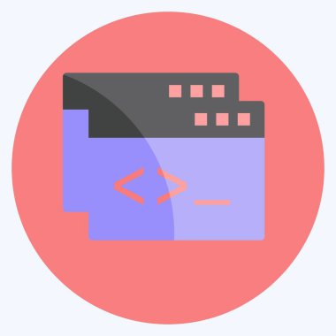 Simge Özel Kodlaması. Programlama sembolü için uygun. Düz stil. Basit dizayn edilebilir. tasarım şablonu. Basit gösterim