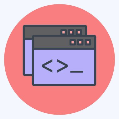 Simge Özel Kodlaması. Programlama sembolü için uygun. renk arkadaşı stili. Basit dizayn edilebilir. tasarım şablonu. Basit gösterim