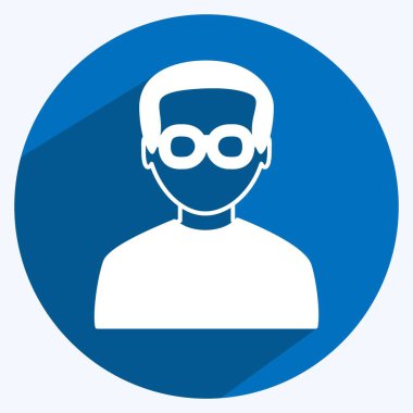 Simge programcısı. Programlama sembolü için uygun. Uzun gölge tarzı. Basit dizayn edilebilir. tasarım şablonu. Basit gösterim