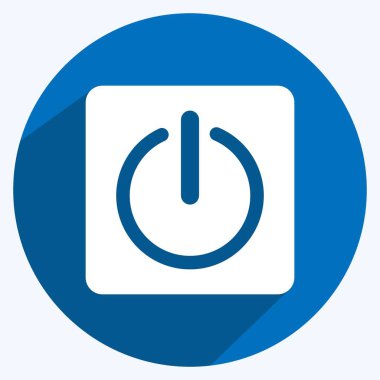 Simge Güç Düğmesi. Programlama sembolü için uygun. Uzun gölge tarzı. Basit dizayn edilebilir. tasarım şablonu. Basit gösterim