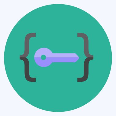 Simge Açma Kodu. Programlama sembolü için uygun. Düz stil. Basit dizayn edilebilir. tasarım şablonu. Basit gösterim