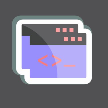 Çıkartma Özel Kodlama. Programlama sembolü için uygun. Basit dizayn edilebilir. tasarım şablonu. Basit gösterim