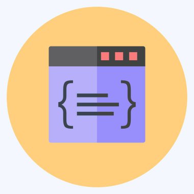 Simge Kodu. Programlama sembolü için uygun. Düz stil. Basit dizayn edilebilir. tasarım şablonu. Basit gösterim