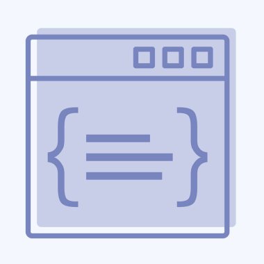 Simge Kodu. Programlama sembolü için uygun. İki ton stili. Basit dizayn edilebilir. tasarım şablonu. Basit gösterim