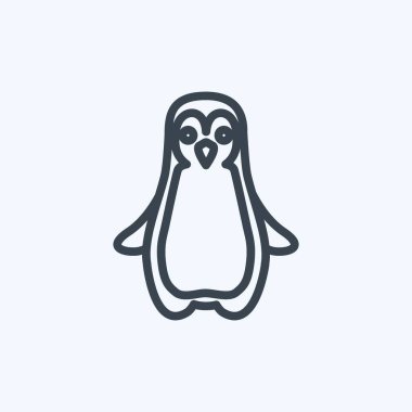İkon Penguen. Hayvan sembolü için uygun. Sıra tarzı. Basit dizayn edilebilir. tasarım şablonu. Basit gösterim