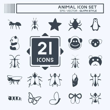 Hayvan Simgesi Seti. Hayvan sembolü için uygun. Kabartma tarzı. Basit dizayn edilebilir. tasarım şablonu. Basit gösterim