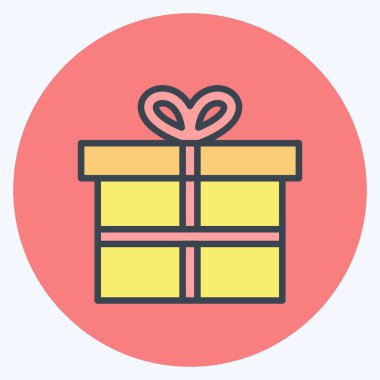 Simge Özel Hediye. Dijital web sembolü için uygun. renk arkadaşı stili. Basit dizayn edilebilir. tasarım şablonu. Basit gösterim