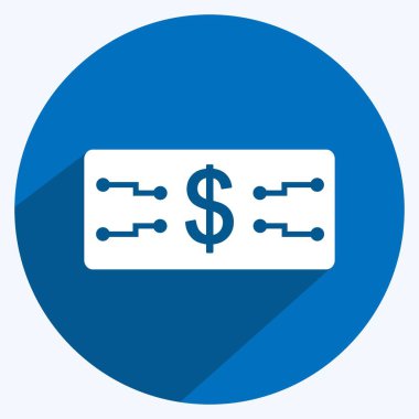 Simge Dijital Para Birimi. Dijital web sembolü için uygun. Uzun gölge tarzı. Basit dizayn edilebilir. tasarım şablonu. Basit gösterim