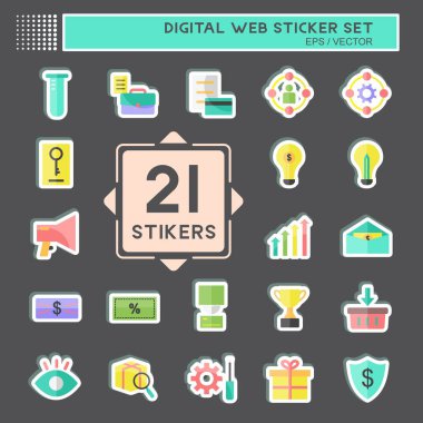 Dijital Ağ Etiketi Seti. Dijital web sembolü için uygun. Basit dizayn edilebilir. tasarım şablonu. Basit gösterim