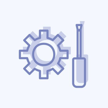 Simge Teknik Servisi. Dijital web sembolü için uygun. İki ton stili. Basit dizayn edilebilir. tasarım şablonu. Basit gösterim