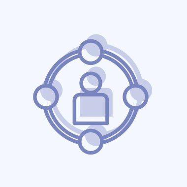 İkon Sosyal Çemberi. Dijital web sembolü için uygun. İki ton stili. Basit dizayn edilebilir. tasarım şablonu. Basit gösterim