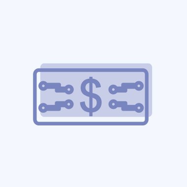 Simge Dijital Para Birimi. Dijital web sembolü için uygun. İki ton stili. Basit dizayn edilebilir. tasarım şablonu. Basit gösterim