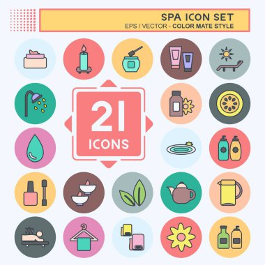 Spa Simgesi Ayarları. Spa sembolü için uygun. renk arkadaşı stili. Basit dizayn edilebilir. tasarım şablonu. Basit gösterim