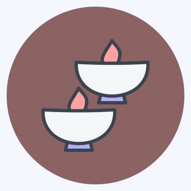 Simge Işıklı Kâseler. Spa sembolü için uygun. renk arkadaşı stili. Basit dizayn edilebilir. tasarım şablonu. Basit gösterim