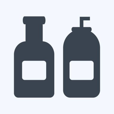 Simge krema şişeleri. Spa sembolü için uygun. Kabartma tarzı. Basit dizayn edilebilir. tasarım şablonu. Basit gösterim