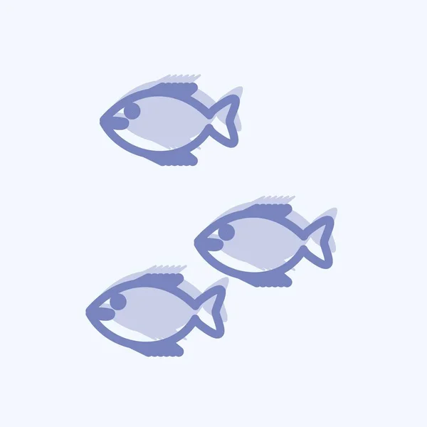 Icon Small Fish Suitable Sea Symbol Two Tone Style Simple — 스톡 벡터