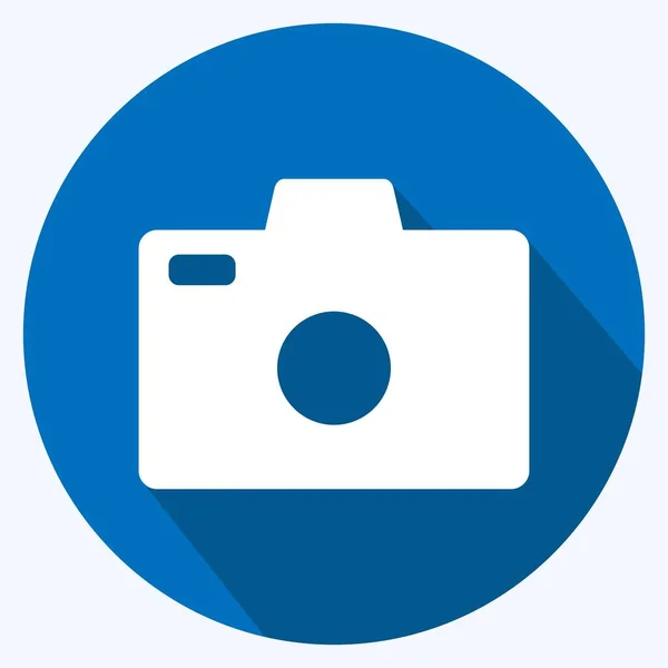 Icon Camera Suitable Photo Editing Symbol Long Shadow Style Simple — стоковый вектор