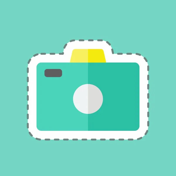 Sticker Lijn Knippen Camera Geschikt Voor Photo Editing Symbool Eenvoudig — Stockvector