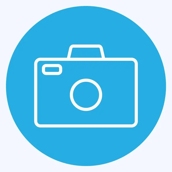 Icon Camera Suitable Photo Editing Symbol Blue Eyes Style Simple — Archivo Imágenes Vectoriales