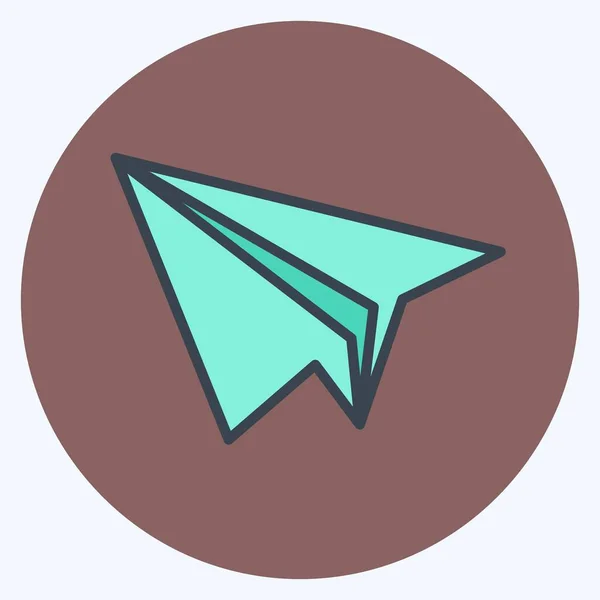 Icon Paper Plane Suitable Web Interface Symbol Color Mate Style — Vettoriale Stock