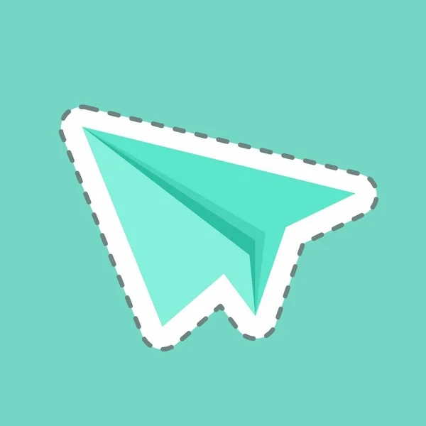 Sticker Line Cut Paper Plane Suitable Web Interface Symbol Simple — Image vectorielle