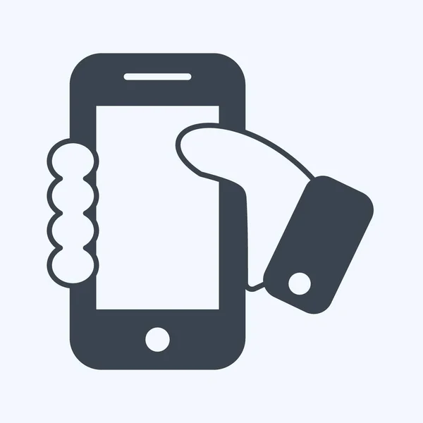 Icon Holding Smartphone Suitable Web Interface Symbol Glyph Style Simple — Image vectorielle