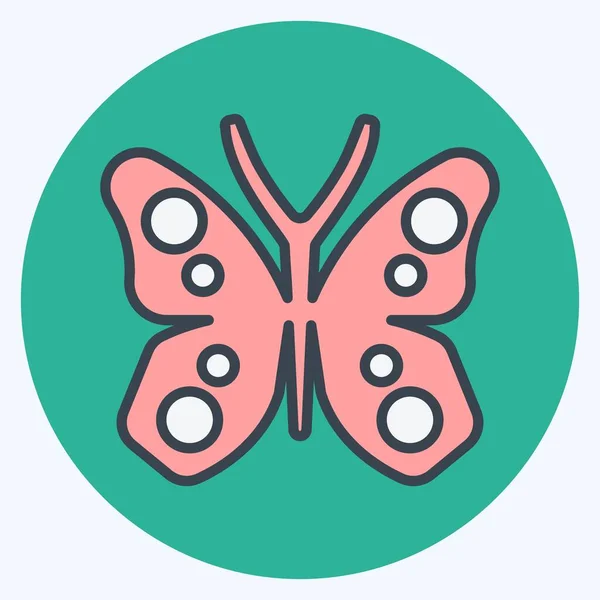 Icon Butterfly Suitable Garden Symbol Color Mate Style Simple Design — Vetor de Stock