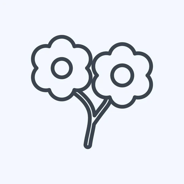 Icon Small Flowers Suitable Garden Symbol Line Style Simple Design — Vector de stock