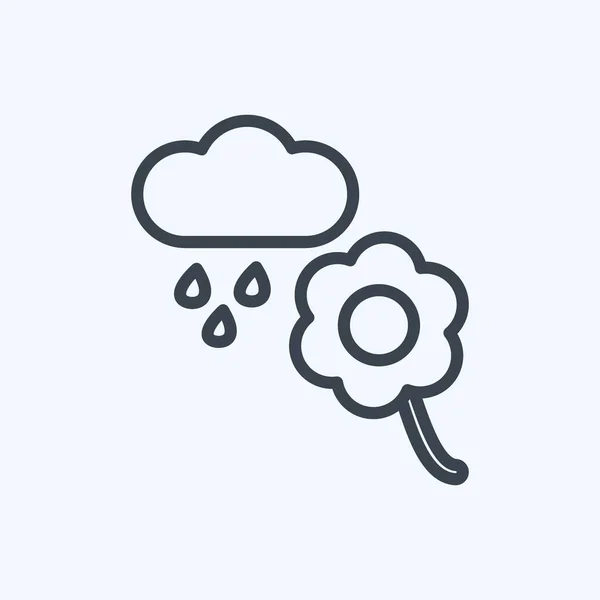 Icon Flower Rain Suitable Garden Symbol Line Style Simple Design — Image vectorielle