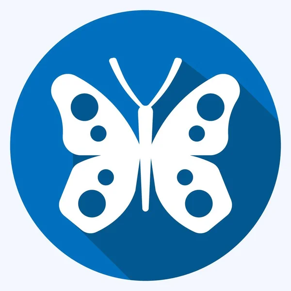 Icon Butterfly Suitable Garden Symbol Long Shadow Style Simple Design — Vetor de Stock