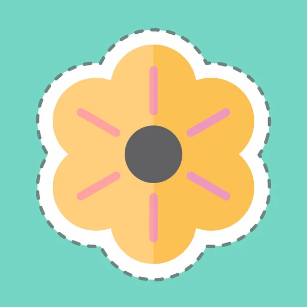 Sticker Line Cut Flower Suitable Garden Symbol Simple Design Editable — Vetor de Stock