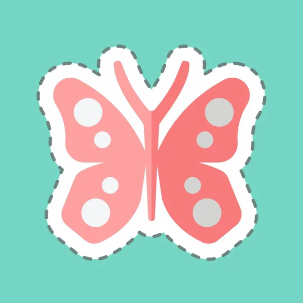 Sticker Line Cut Butterfly Suitable Garden Symbol Simple Design Editable —  Vetores de Stock