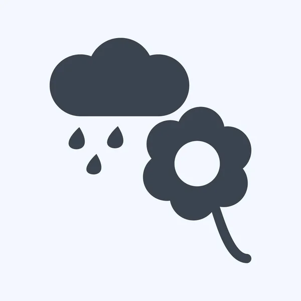 Icon Flower Rain Suitable Garden Symbol Glyph Style Simple Design — Vector de stock