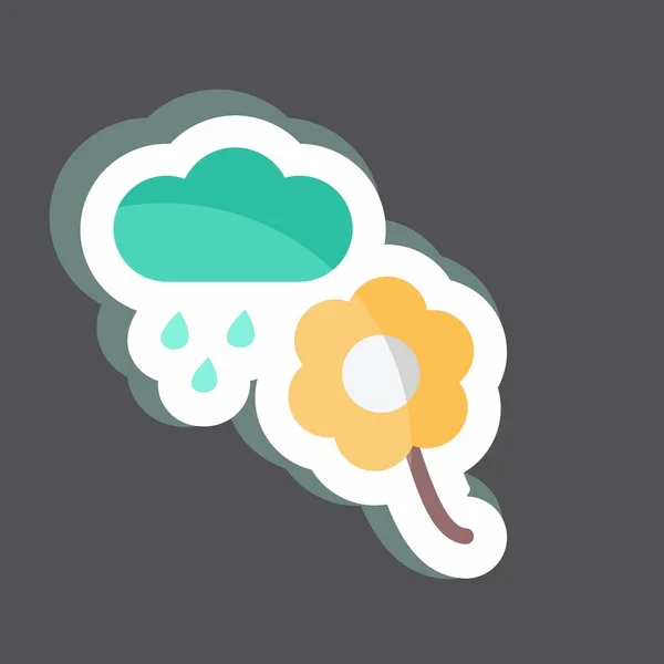 Sticker Flower Rain Suitable Garden Symbol Simple Design Editable Design — Image vectorielle