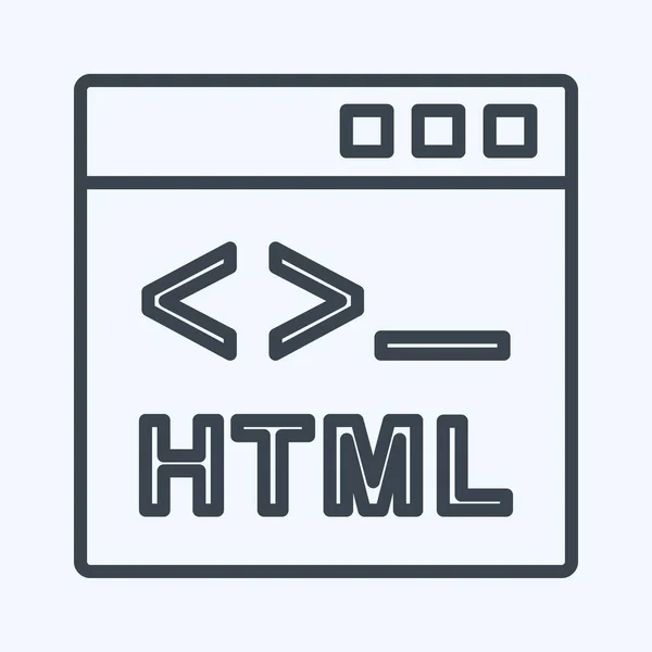 Icono Html Adecuado Para Símbolo Programación Estilo Línea Diseño Simple — Archivo Imágenes Vectoriales