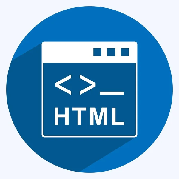 Ikoon Html Geschikt Voor Programmering Symbool Lange Schaduwstijl Eenvoudig Ontwerp — Stockvector
