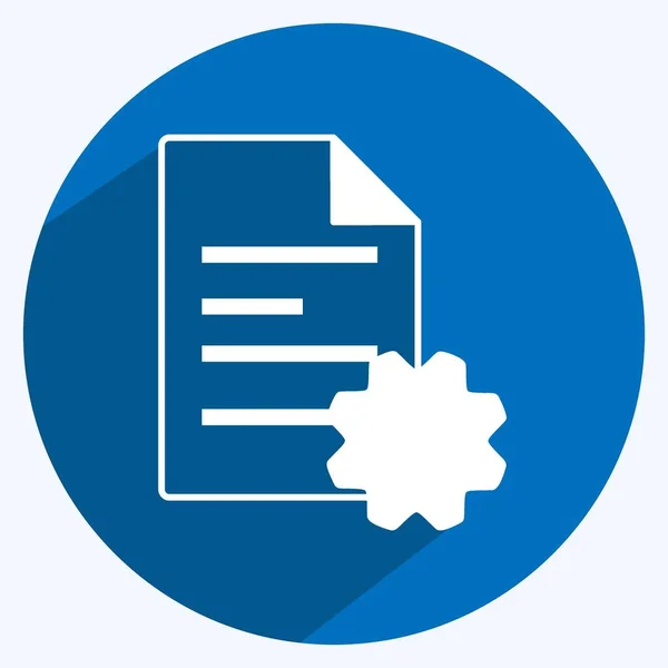 Configuración Documento Icono Adecuado Para Símbolo Programación Estilo Sombra Larga — Archivo Imágenes Vectoriales