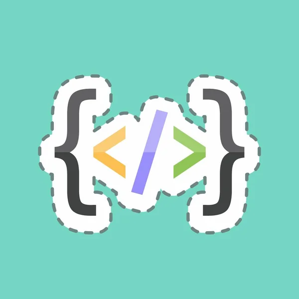Sticker Lijn Gesneden Programmering Geschikt Voor Programmering Symbool Eenvoudig Ontwerp — Stockvector