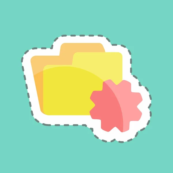 Sticker Line Cut Folder Settings Suitable Programming Symbol Simple Design — Stock Vector