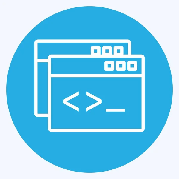 Ikoon Aangepaste Codering Geschikt Voor Programmering Symbool Blauwe Ogen Stijl — Stockvector