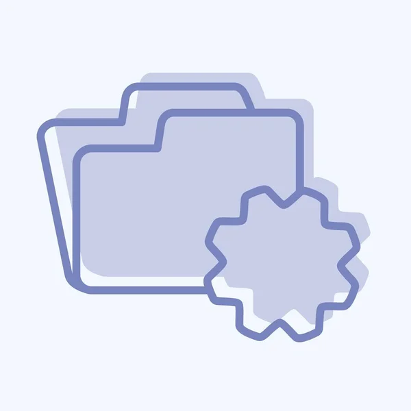 Icon Folder Settings Suitable Programming Symbol Two Tone Style Simple — стоковый вектор
