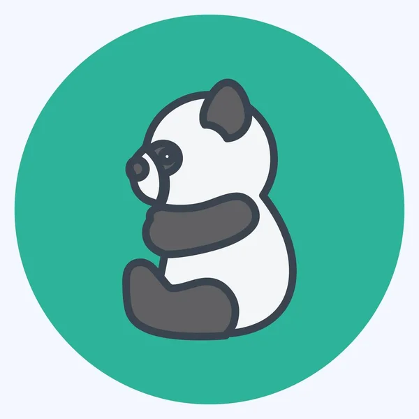 Icon Panda Adequado Para Símbolo Animal Estilo Companheiro Cor Design — Vetor de Stock