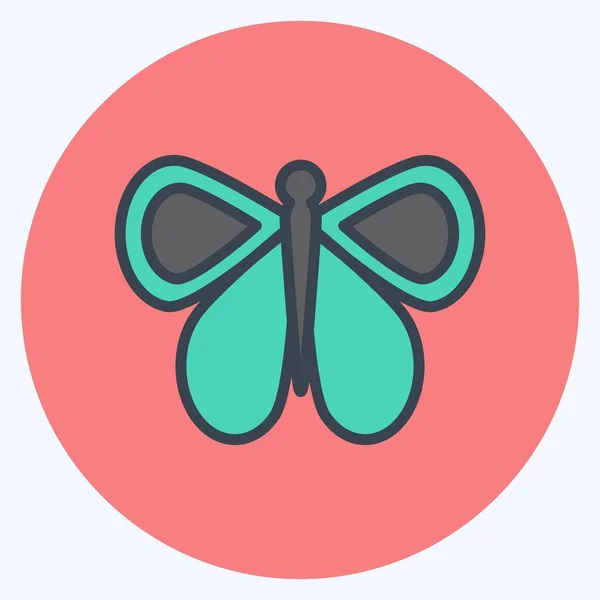 Icon Butterfly Suitable Animal Symbol Color Mate Style Simple Design —  Vetores de Stock